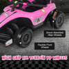 Close-up of the pink kids ride-on Formula racing car showcasing high grip all-terrain PP wheels for versatile driving.