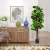 5 feet artificial fiddle leaf fig tree in a decorative planter, featuring realistic leaves and trunks for indoor decor.