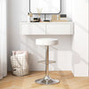 White adjustable round PU leather swivel barstool with chrome footrest, ideal for bar or extra seating.