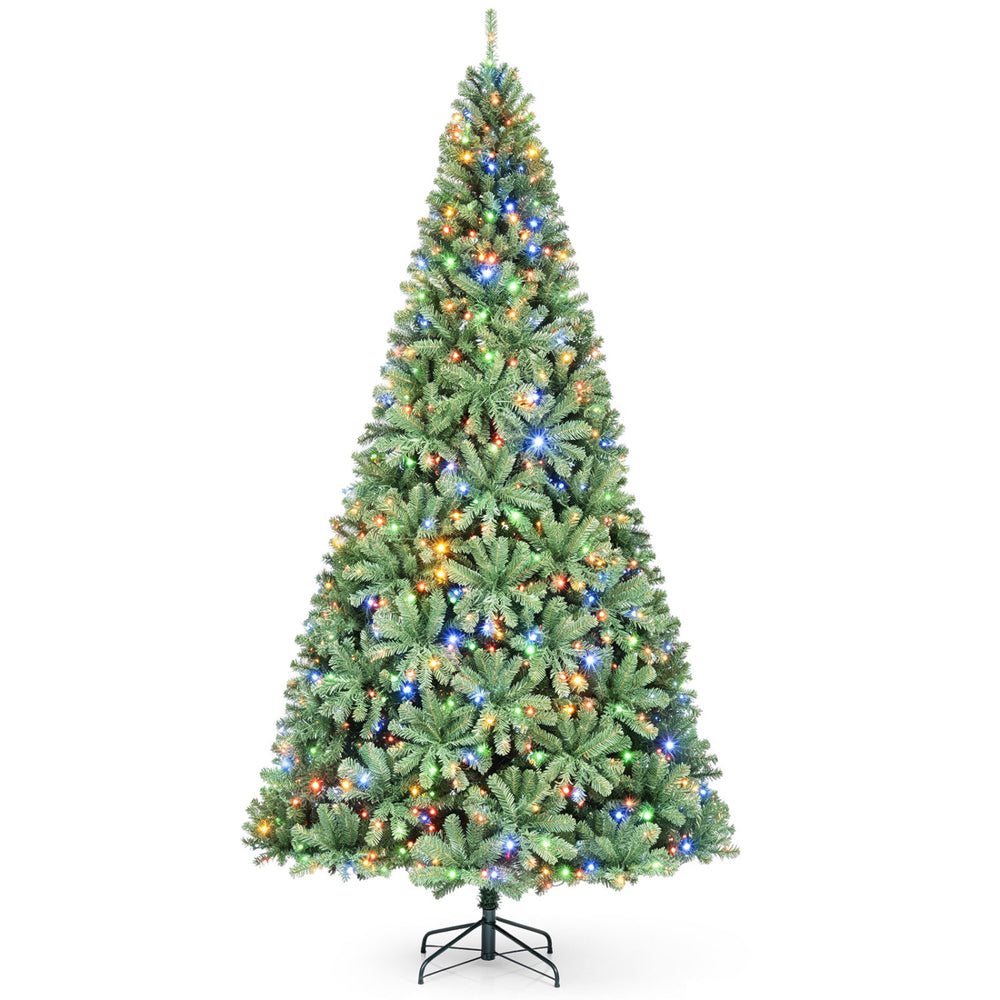 8/7/6/9/5/4 FT Artificial Christmas Tree with 2 Lighting Colors and Folding Metal Stand-XL - Gallery View 1 of 3