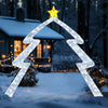 Christmas tree-shaped archway with top star, featuring bright LED lights, ideal for yard decoration during the holidays.