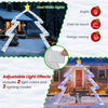 Christmas tree-shaped archway with top star, featuring adjustable LED lights for festive yard decoration.
