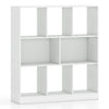 White 8-cube bookcase with closed-back compartments, ideal for organizing books and decorations in living rooms or offices.