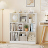 Modern 8-cube bookcase in white, featuring closed-back compartments for secure storage in living rooms or home offices.