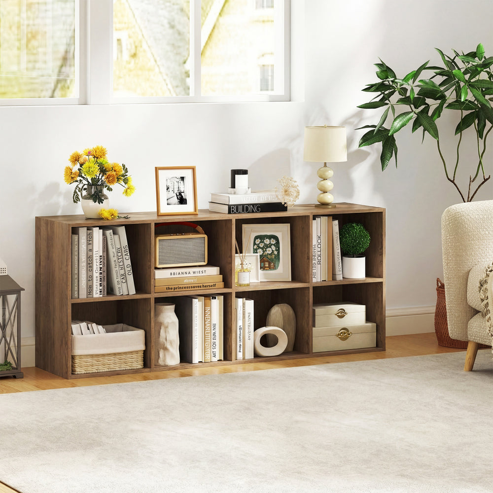 8-Cube Bookcase Bookshelf with 2 Anti-Tipping Kits Storage Organizer-Natural - Gallery View 1 of 11