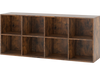 Rustic brown 8-cube bookshelf with wide countertop and anti-tipping kits, ideal for organized storage in any room.
