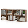 8-cube bookshelf in rustic brown with storage organizer, featuring anti-tipping kits for safety and a stylish display.