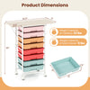 Dimensions of the 8-drawer rolling cart highlight a spacious tabletop and sturdy design for effective organization solutions.