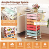 Rolling storage cart with 8 roomy drawers, powder-coated metal frame, and spacious tabletop for versatile organization.