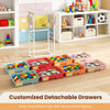Rolling storage cart with 8 detachable drawers, powder-coated metal frame, and 4 universal wheels for versatile organization.