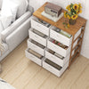 8-drawer dresser with removable fabric bins in beige, featuring a sturdy bamboo frame, ideal for bedroom organization.