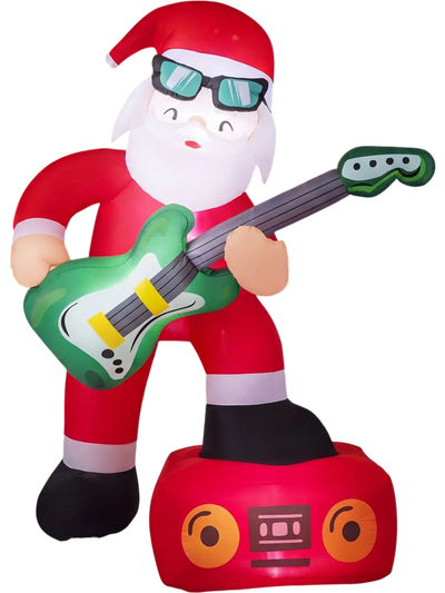Costway 8' Christmas Inflatable Santa Claus Plays Guitar Decoration 35761180 New