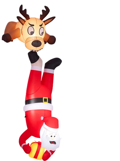 Costway 8' Inflatable Roof Hanging Climbing Santa Claus Reindeer Christmas Decoration 32686439 New