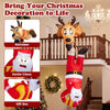 Inflatable climbing Santa Claus and reindeer with built-in LED lights, shown indoors as an 8 FT Christmas decoration.
