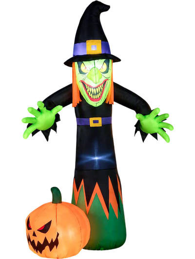 Costway 8' Halloween Inflatable Witch Pumpkin Built-in LED Lights 39861270 New