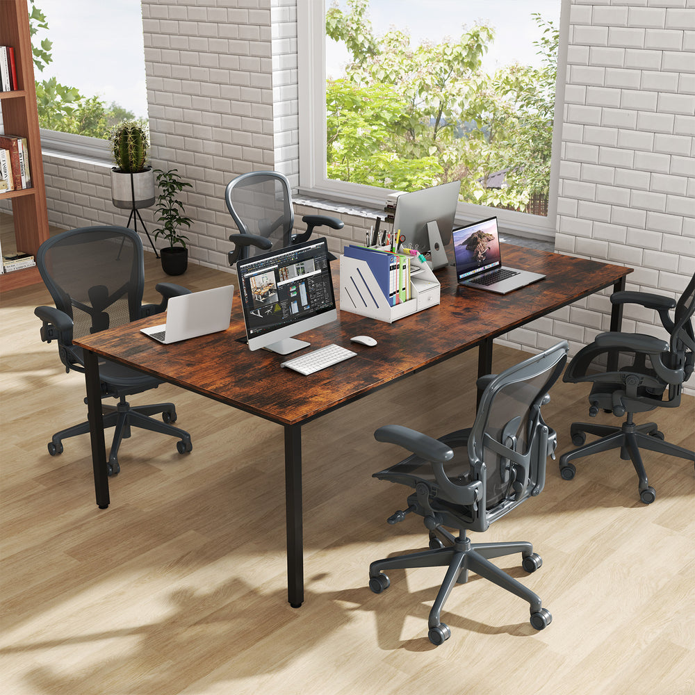 8 FT Conference Room Table Large Meeting Table Seats up to 10 People-Rustic Brown - Gallery View 1 of 10