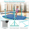 8 FT double horizontal bars in green, featuring heavy-duty metal construction and adjustable heights for home training.