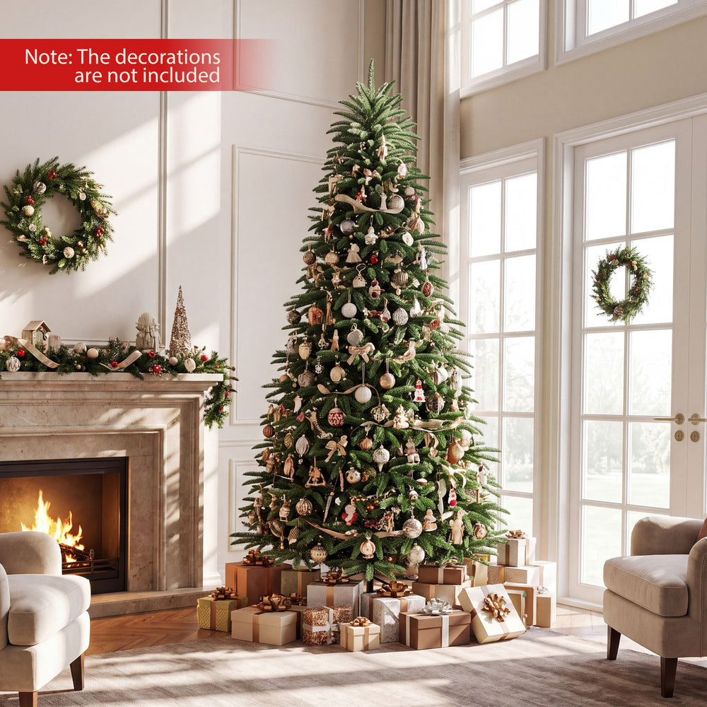 8 FT Pre-Lit Artificial Christmas Tree with 3 Gift Boxes and 1415 Lush Branch Tips - Gallery View 1 of 10