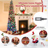 8 ft pre-lit Christmas pencil tree with colorful fiber optics and vibrant branch tips, perfect for home or office.