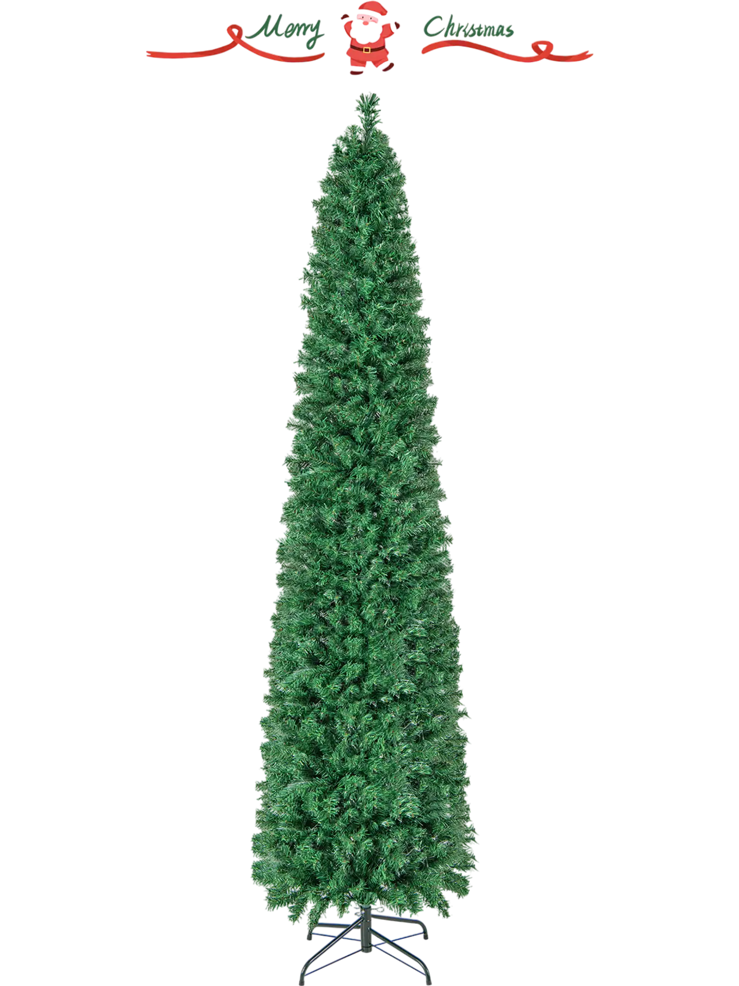 Costway Pre-Lit Fiber Optic Christmas Pencil Tree Green 93276851 New