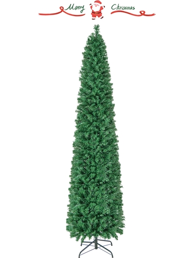 Costway Pre-Lit Fiber Optic Christmas Pencil Tree Green 93276851 New