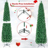 8 ft pre-lit Christmas pencil tree with colorful fiber optics, featuring a folding metal stand for hassle-free.