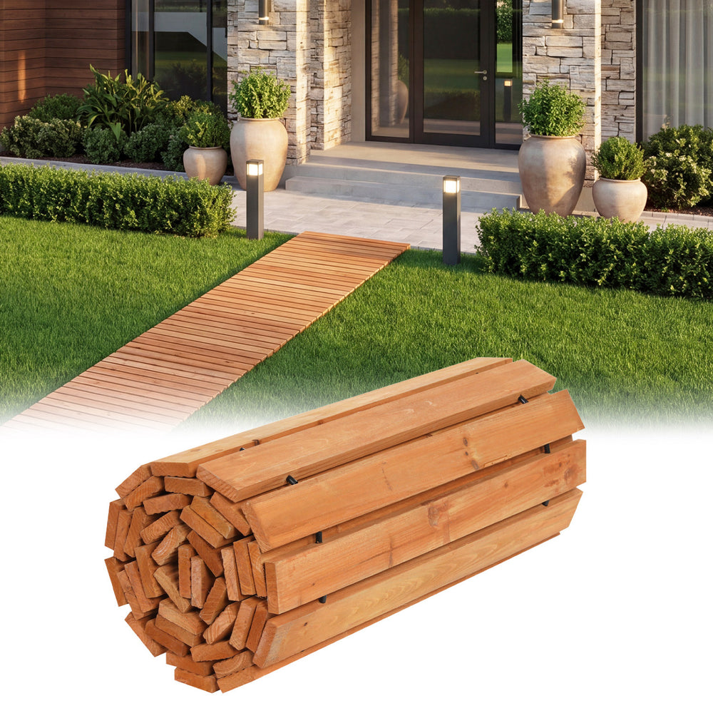 8 FT Wooden Garden Pathway with Non-Slip Surface for Patio - Gallery View 4 of 11