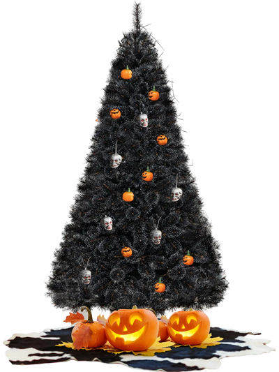Costway Black Artificial Halloween Christmas Tree Cool White LED 34298657 New