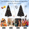 6-foot black artificial tree with PVC tips and cool white LED lights, perfect for Halloween and Christmas decorations.