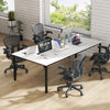 Large 8-foot conference room table in white, seats up to 10 people, with cable grommets and sturdy metal frame.