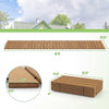 8-foot roll-out patio boardwalk in brown, featuring slatted design and dimensions of 21.5" x 11.5" x 4" for outdoor use.