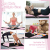 Black and pink 8 feet PU leather folding gymnastics mat, ideal for fitness, yoga, and kids playing with hook and loop.