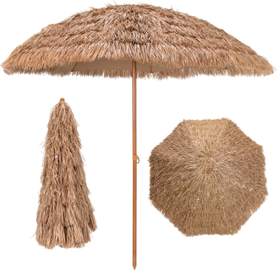 Costway 8' Patio Thatched Tiki Beach Umbrella 36921745 New