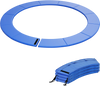 Blue 8 feet trampoline safety pad with fixing straps, featuring thick EPE foam for edge-to-edge protection and foldable.