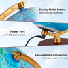 Sturdy metal frame of the 8-inch illuminated world globe with USB power port and time-zone dial for educational use.