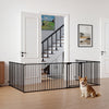 8-Panel Extra Wide Baby Gate Adjustable Pet Safety Fence with Auto-close Door-Black - Gallery View 1 of 10