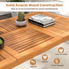 Rectangular 8-person outdoor dining table made of solid acacia wood, featuring a natural finish and umbrella hole for.