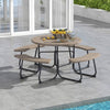 8-Person Outdoor Picnic Table and Bench Set with Umbrella Hole-Rustic Brown - Gallery View 1 of 11