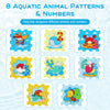 Colorful interlocking play mat featuring 8 aquatic animal patterns and numbers, promoting cognitive development and.