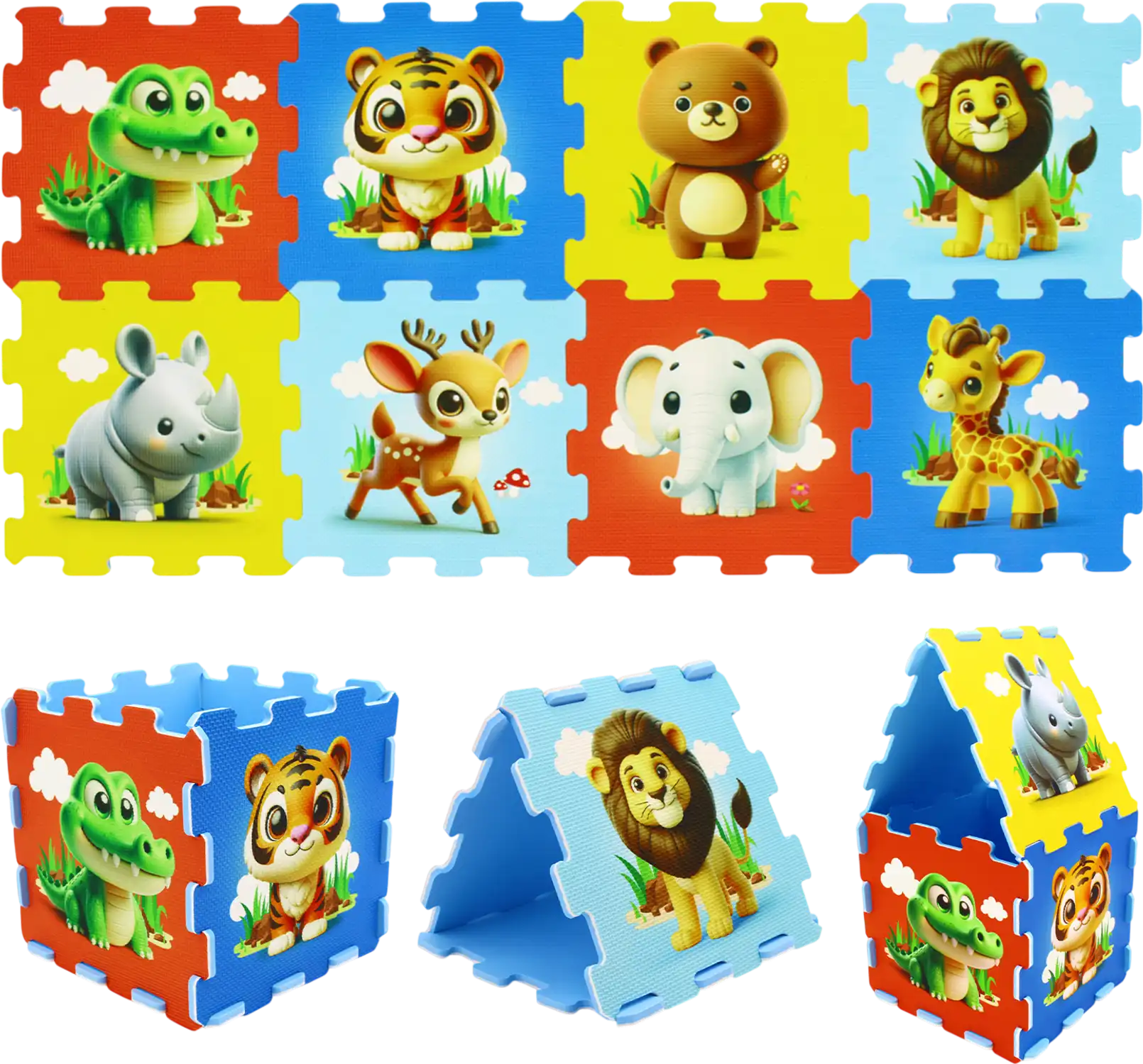 Costway 8-Piece Educational Animal Interlocking Baby Play Mat 47013041 New
