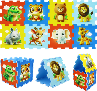 Costway 8-Piece Educational Animal Interlocking Baby Play Mat 47013041 New