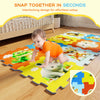 Vibrant interlocking baby play mat with animal designs, made from thick EVA foam, ensuring a safe and engaging play.