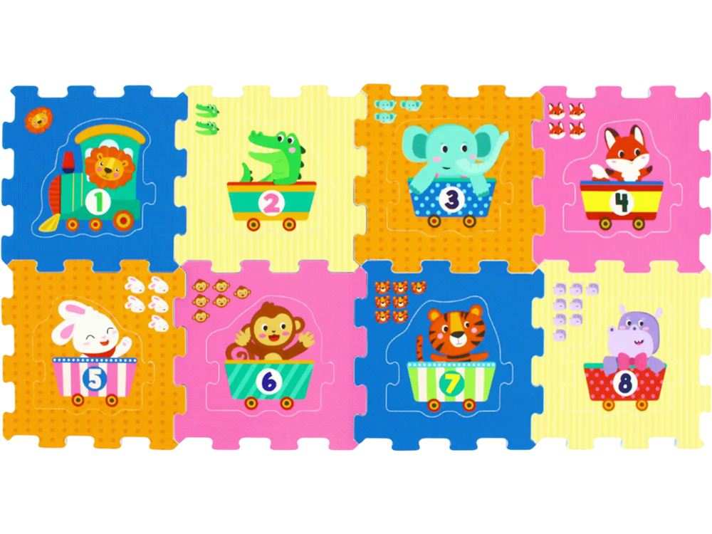 8-Piece Interlocking Baby Floor Puzzle Tiles with Educational Numbers