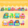 Colorful 8-piece interlocking baby floor puzzle featuring animal patterns and numbers, ideal for educational play.