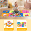 Colorful 8-piece interlocking baby floor puzzle tiles with animal patterns and numbers, ideal for playtime and learning.
