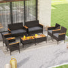 8 Piece Patio Wicker Sofa Set 4 Rattan Chairs and 2 Loveseat with 2 Table-Gray - Gallery View 1 of 12