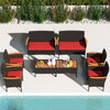 8 Piece Patio Wicker Sofa Set 4 Rattan Chairs and 2 Loveseat with 2 Table-Red - Gallery View 1 of 12