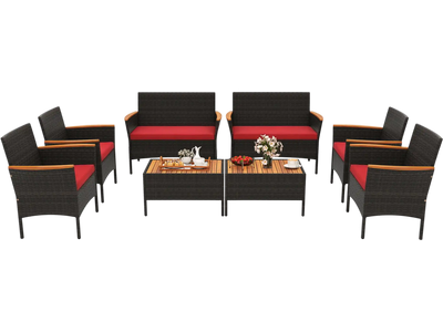 Costway 8-Piece Patio Wicker Rattan Sofa Set Chairs Loveseats Tables 44697101 New