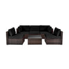 8-piece patio lounge set featuring modular sofas and a tempered glass coffee table, ideal for outdoor entertaining.