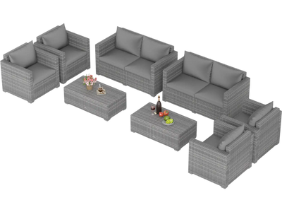 Costway 8-Piece Patio Rattan Conversation Set w/ Padded Cushions 52916410 New